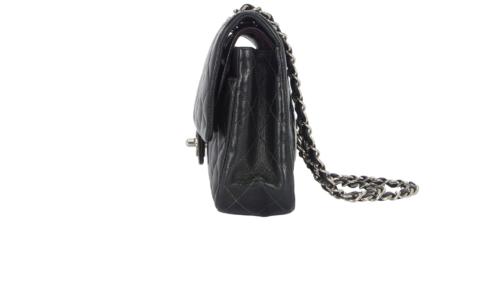 Medium Double Flap, &pound;4,100, Handbags, Black, Lambskin Leather, Bottom view